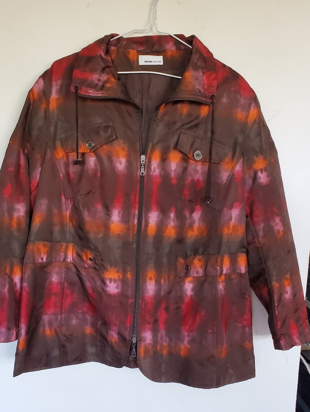 Brown Tie-Dye Zip Utility Jacket